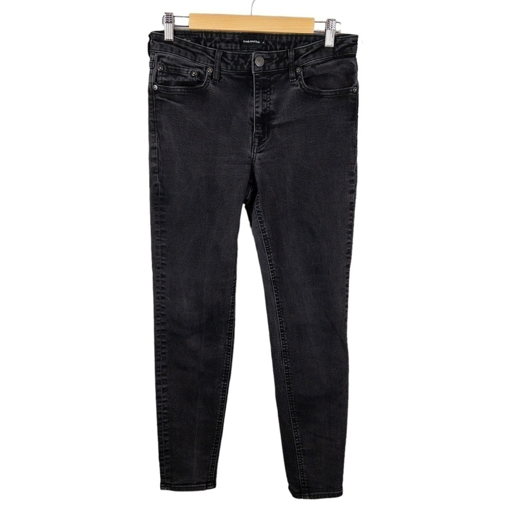 Frank And Oak Womens Size 28 Debbie Skinny Jean Black Stretch Mid Rise Washed
